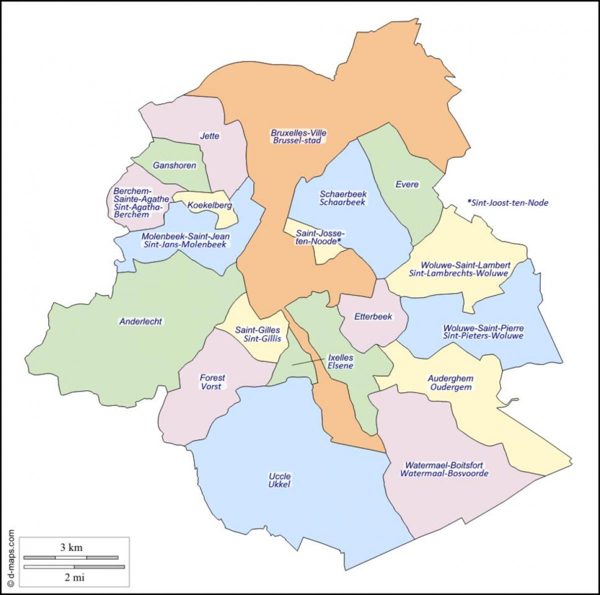 Mapa del distrito de Bruselas
