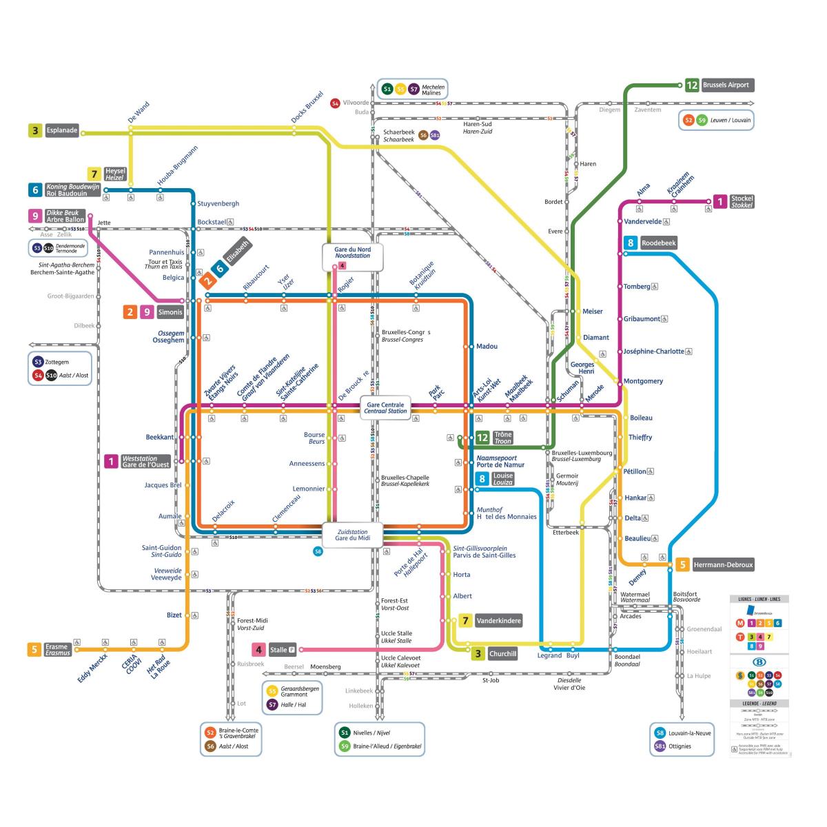 Plano de la estación de metro de Bruselas