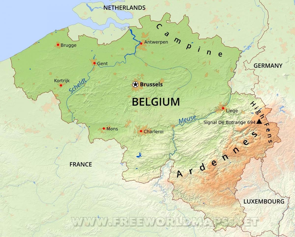 Mapa de elevación de Bruselas