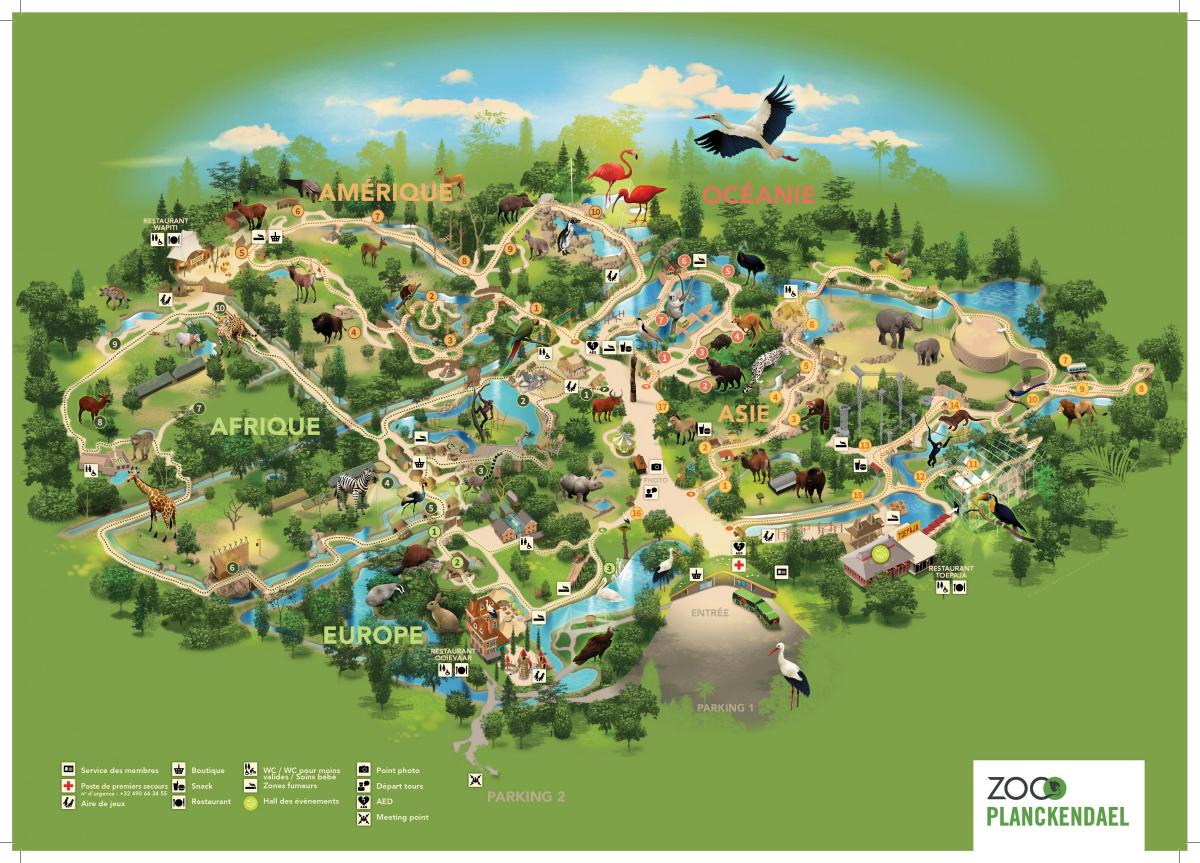 Mapa del parque zoológico de Bruselas
