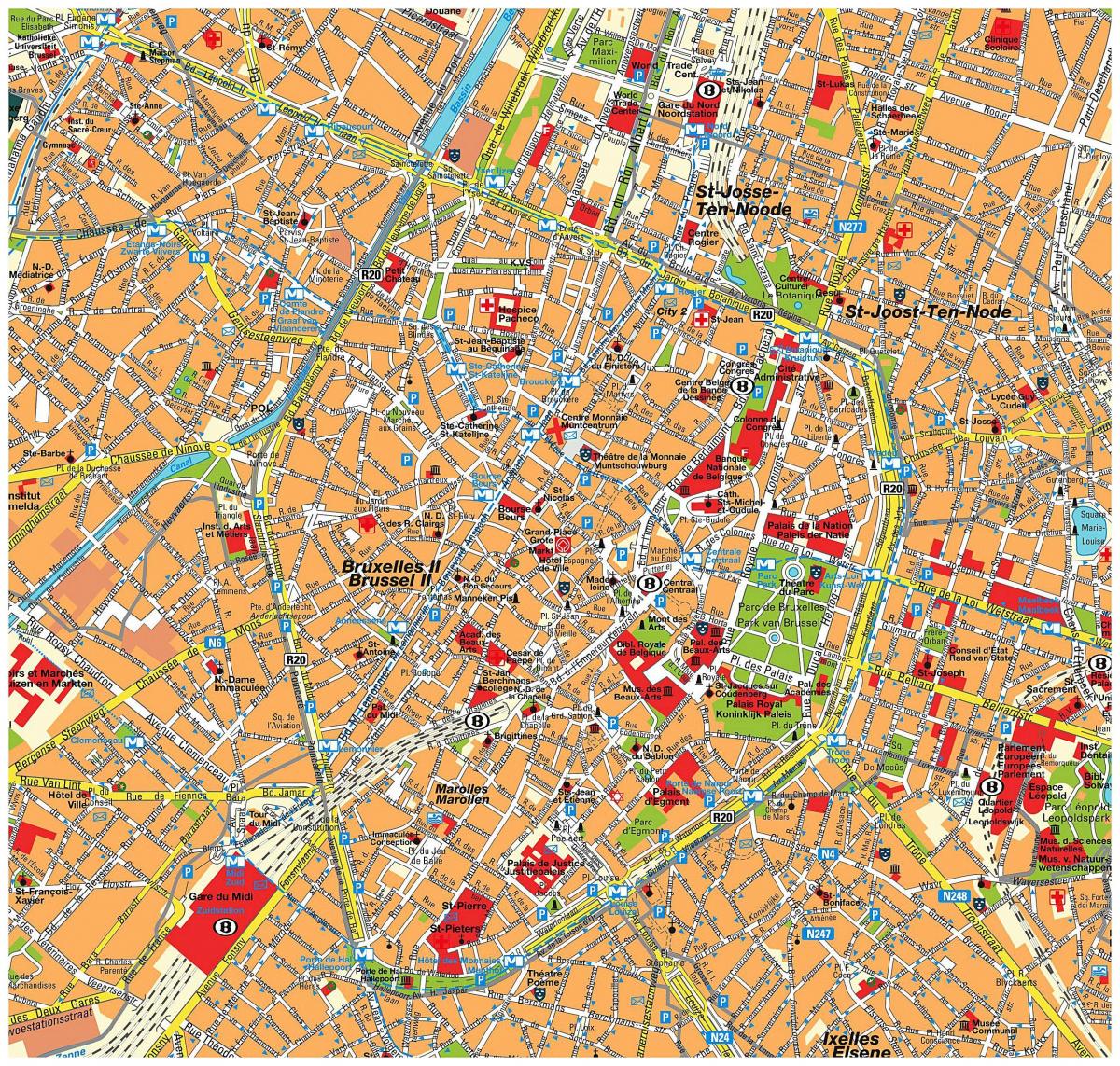 Mapa del centro de la ciudad de Bruselas