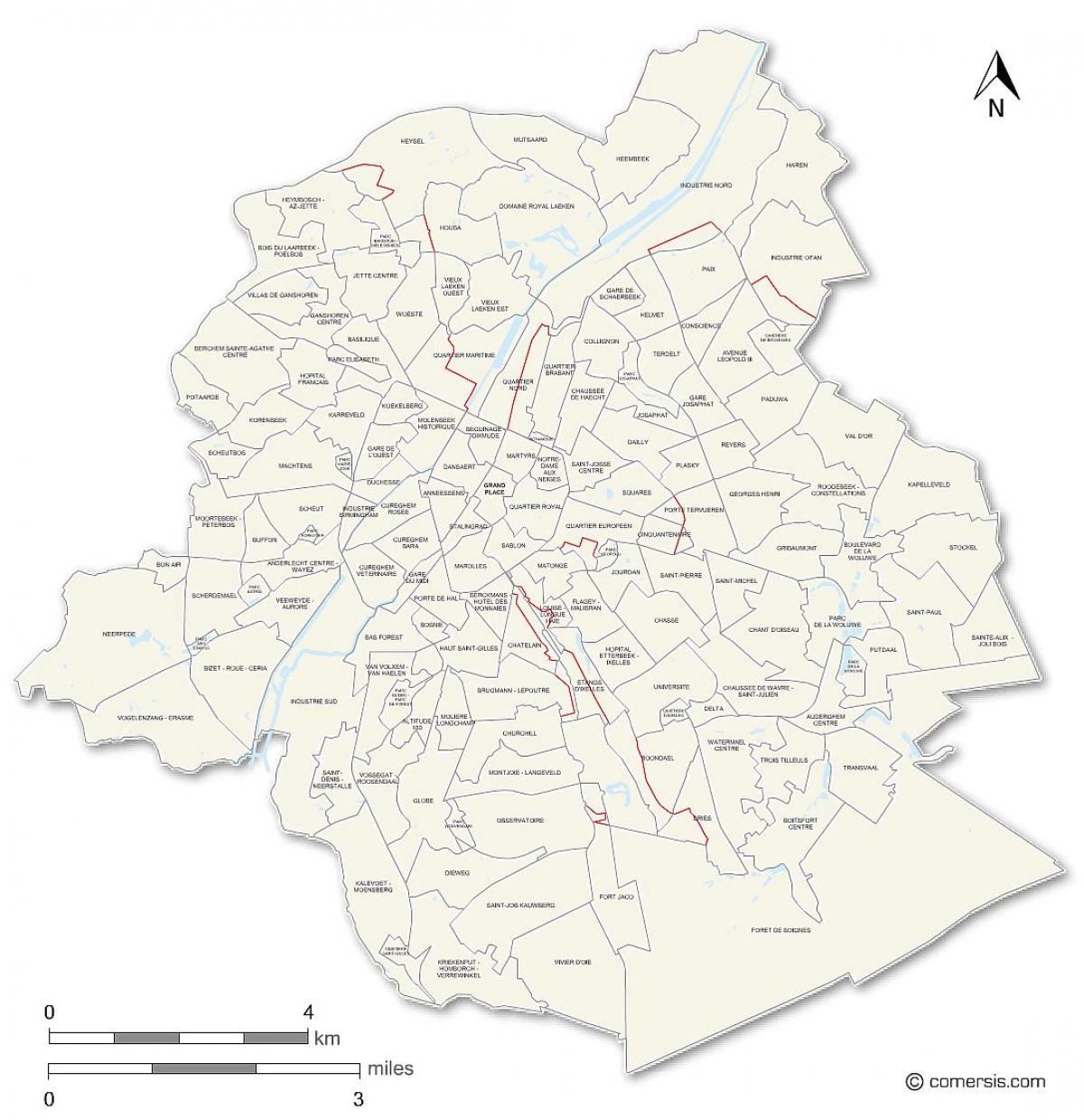 Mapa de los barrios de Bruselas