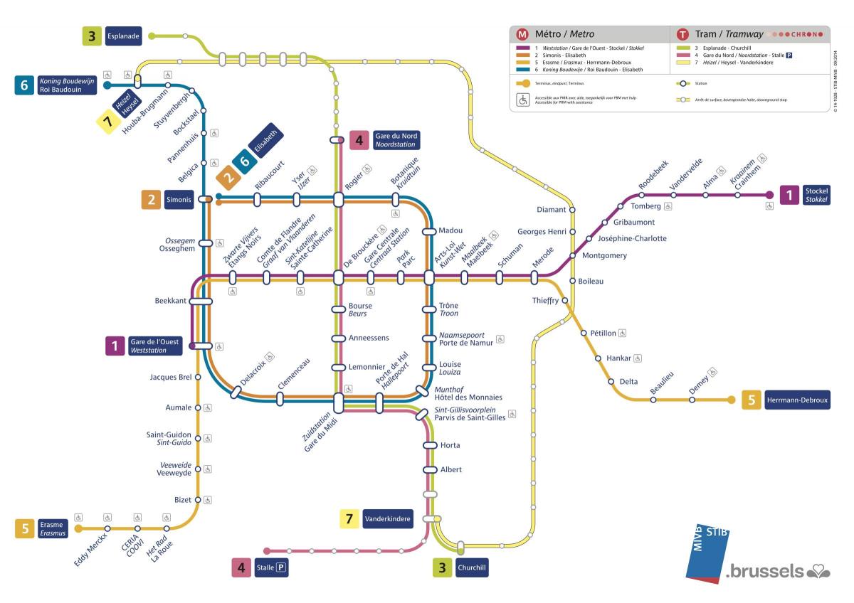 Plano de las estaciones de metro de Bruselas